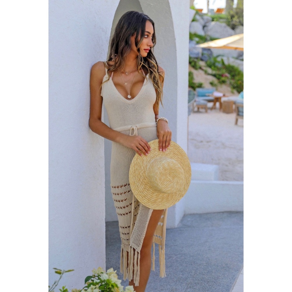 NEW Sand Tassel Crotchet Dress Beach Cover Up